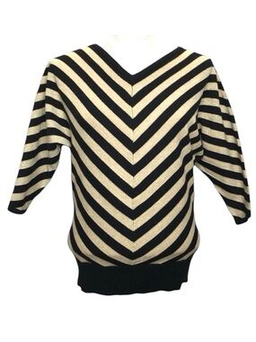 NWT Grace Gold Black Metallic Stripe Batwing V Neck Sweater Top XS